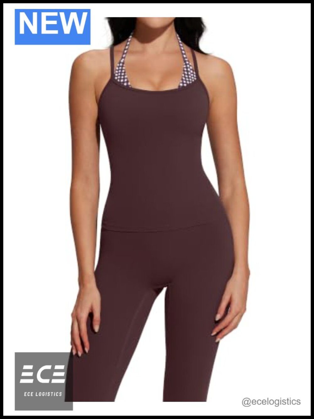 Two Piece Workout Set Nylon Elastane Built in Bra Sports Bra Leggings Gym